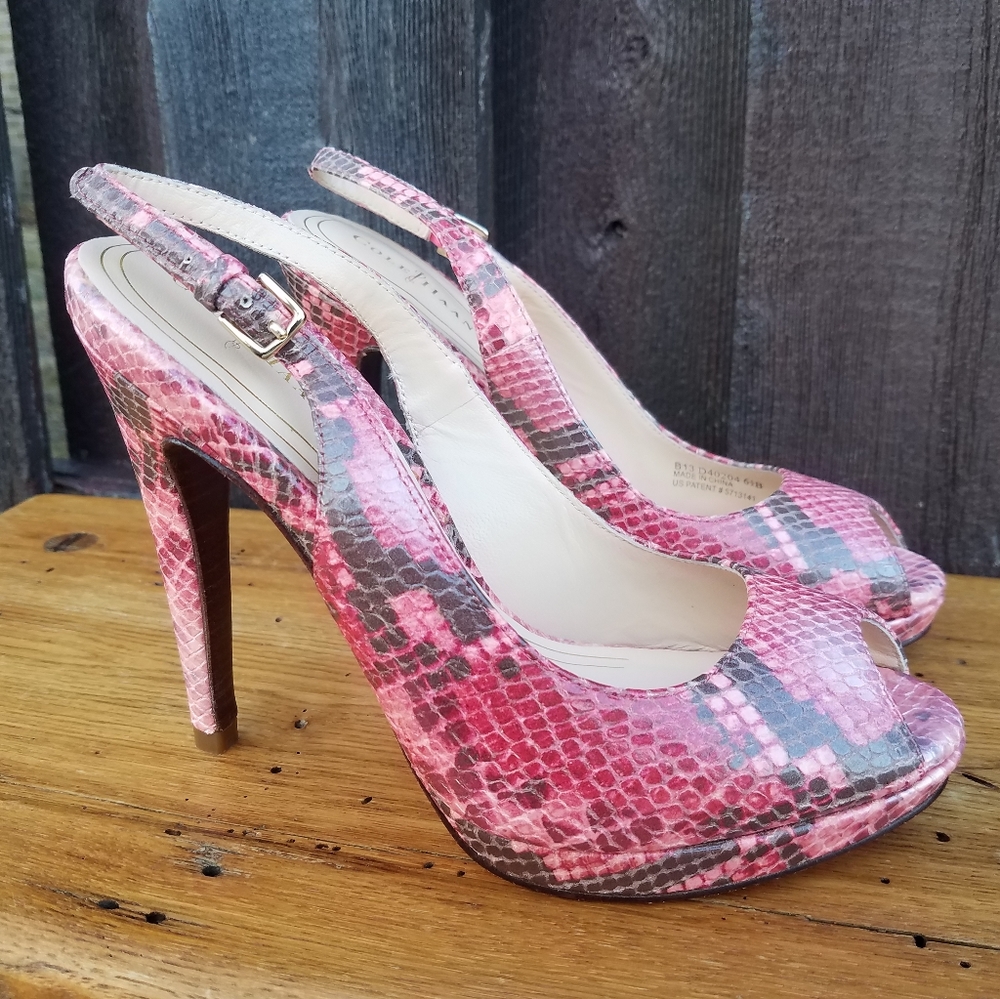 Cole Haan Nike Air Pink Snake Print Heels 6.5
